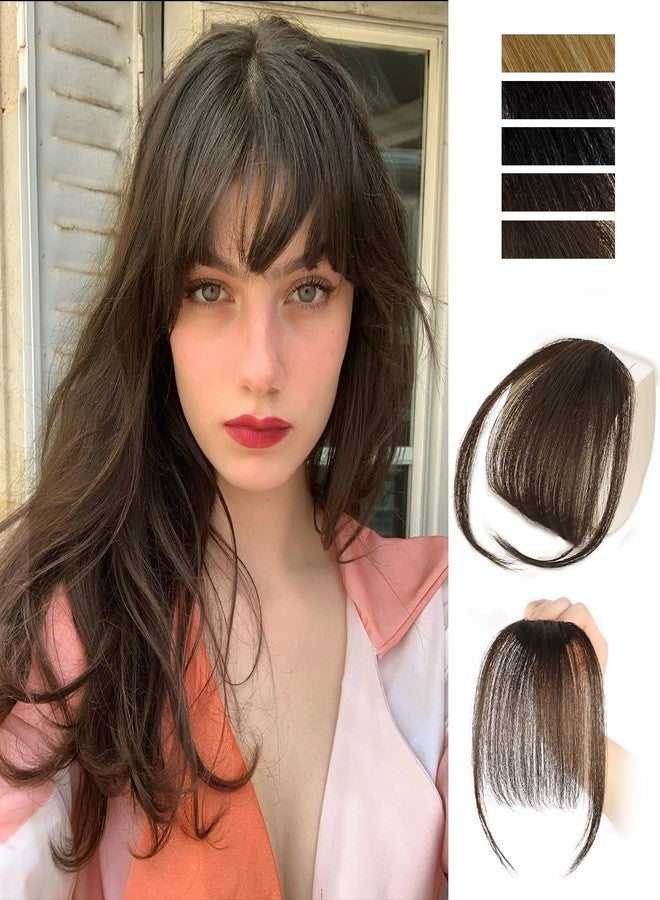 MORICA Clip in Bangs for Women 100% Human Hair Extensions Wispy Bangs Fringe with Temples Hairpieces Air Bangs Flat Bangs Clip Curved Bangs for Daily Wear - Image 1